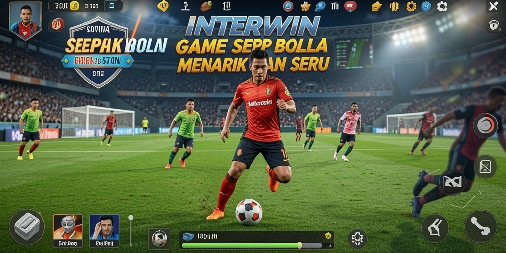 Tampilan gameplay seru dari INTERWIN dalam aksi sepak bola.