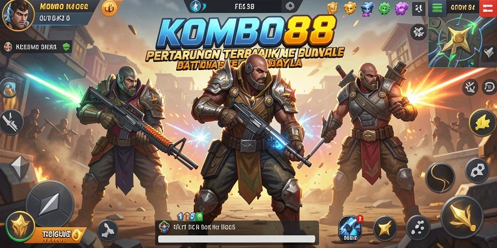Gameplay seru dalam KOMBO88, pertempuran Battle Royale yang intens.