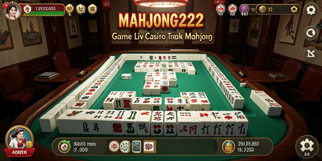 Tangkapan layar gameplay MAHJONG222 menampilkan suasana kasino yang hidup.